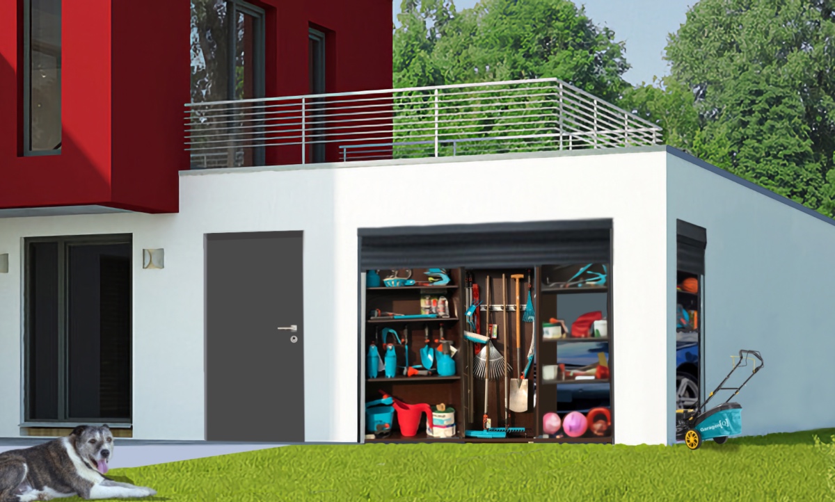 Garagen[Q] -Garagenregal mit Zugriff vom Garten