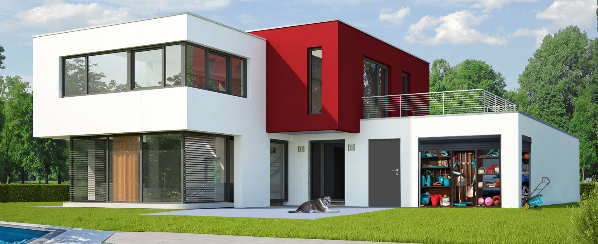 Garagen[Q] -Garagenregal mit Zugriff vom Garten